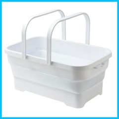 【新着商品】清掃 カー用品 ペットバス ランドリー 防災 折りたたみ マルチバスケット 水抜き栓付き 日本製 幅46.3×奥行29.0×高さ6.8~19.6cm 15L I-581 ホワイト ソフトバスケット 折りたたみバスケット イセトウ(Isetou)