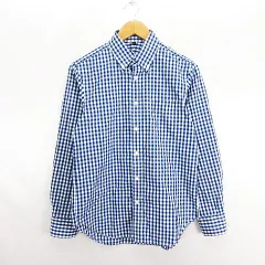 無印良品 良品計画 シャツ 長袖 ボタンダウン ギンガムチェック 胸ポケット コットン M ネイビー×ホワイト ※EKM