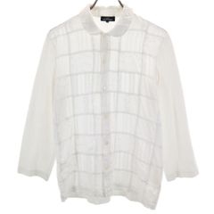 tricot COMME des GARCONS トリココムデギャルソン 7分袖 レースパッチワーク切替 シャツ M ホワイト レディース 古着
