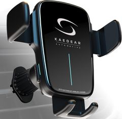 Kaedear(カエディア) 車 スマホホルダー 2024 QI ワイヤレス充電 車載ホルダー 自動開閉 スマホスタンド エアコン フックタイプ Vセンスホールド KAM-M1S