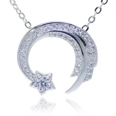 流れ星 CZダイヤモンドネックレス ペンダント プラチナ仕上 刻印有 シルバー925 キュービックジルコニア レディース プレゼント ジュエリー