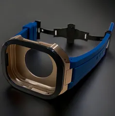 ネイビー×ローズブラック★49mm apple watch ultraアップルウォッチラバーメタルカバーセット　ウルトラ　49ミリ用　カスタム ultra2