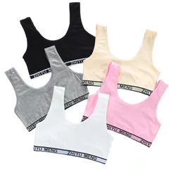 [FARFADET] ハーフトップ ファーストブラ カップなし 前二重布 ジュニア ブラジャー インナー ガールズ 小学生 中学生 (ゴムベルト) [ゴムベルト] [Free Size]