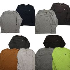 古着卸 まとめ売り カーハート Carhartt 長袖Tシャツ 10枚セット (メンズ XL ) 胸ポケット ヘンリーネック ワンポイント 中古 古着 NB3967