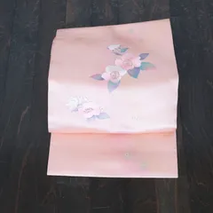 名古屋帯　ゴールド　ピンク　ブルー　紫　花　刺繍　T359