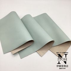 国産レザー　ソフトスムース　1.1ｍｍ-1.5mm　A4サイズ 　ペールブルー系　3枚　革　本革　牛革　レザークラフト　共通画像　　送料無料　250417-56