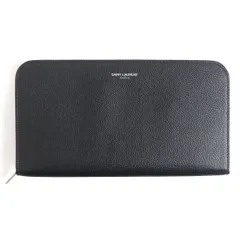 極美品□SAINT LAURENT PARIS/サンローランパリ 328558 ロゴ入り ラウンドファスナー レザーロングウォレット/長財布 ブラック イタリア製　t17-st30314-713のサムネイル