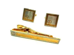 dunhill ダンヒル ネクタイピン カフスボタン カフリンクス 紳士 メンズ ゴールド系×シルバー系 DE0430 冠婚葬祭 結婚式 葬式