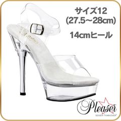 27.5 28 キャバ ヒール クリアヒール サンダル 厚底 レディース メンズ Pleaser プリーザー 大きいサイズ 14cm ヒール ストラップ セクシー ハイヒール ピンヒール ラインストーン コスプレ 女装 ポールダンス ドレス コンテスト 水着