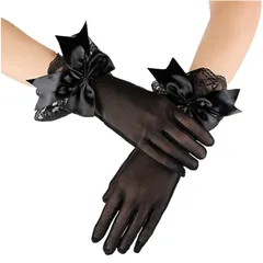 [Kai La Nalu] ウエディング グローブ レディース ファッション 結婚式 手袋 大人 女性 用 パーティー 黒 サイズ メンテナンス セット 夏 春 秋 冬 オールラウンド レース ホワイト ブラック 白 ロブラック かわいい シンプ [白ロング]