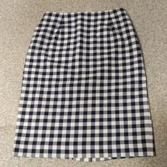 a148【 ROPE PICNIC 】 ロペピクニック　タイトスカート (S) 　ギンガムチェック 白 ホワイト 黒 ブラック モノクロ モノトーン 綿 コットン オフィスカジュアル 春 夏