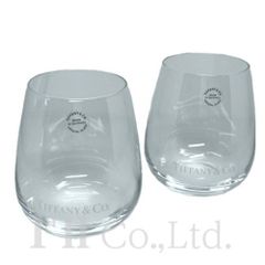 【新品同様】Tiffany&Co.　ティファニー　TCO　タンブラー　ペアグラス　クリスタルガラス　クリア　インテリア食器　西洋食器　酒器　カップ　コップ　2点　2客セット　ワイングラス　ステムレス【中古】【74913】