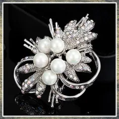 パールブローチ パール6粒 コサージュ ブローチ フォーマル ギフトボックス付 ブローチ 6粒パール 花ブローチ ひまわり風 韓国風 フォーマルブローチ クリスタルブローチ パール付きブローチ パールブローチ 入学式 卒業式 入園式 卒園式 結婚式 パーティ