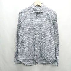 ◇ nano library ギンガムチェック 長袖 シャツ サイズM ネイビー メンズ E  【1406180104047】