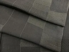 平和屋着物●上質な紬　100亀甲　間道　ロング丈　正絹　逸品　BAAT6612hv