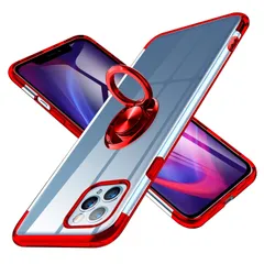 【人気商品】一体型 柔軟 カバー tpu tpu アイフォン12proカバー 360回転 スタンド機能付き車載ホルダー カバー指紋防止 クリア クリア 薄型 吸収 衝撃 スリム 透明 赤W0101-07 透明 シリコン 耐衝撃 リング ケース 用 用 pro