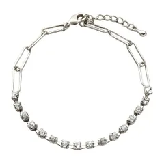 【シルバー×ワンサイズ】[Cream dot. クリームドット公式] ブレスレット レディース  金属アレルギー ニッケルフリー ビジュー ライン オーバルチェーン メタル 艶 大人 のサムネイル