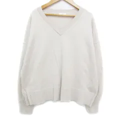 ローリーズファーム LOWRYS FARM ニット セーター 長袖 Vネック サイドスリット 無地 F ベージュ /FF16