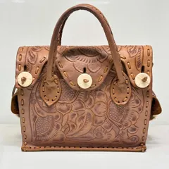 ★【カービングトライブス】グレースコンチネンタル　ハンドバッグ　マエストラ　ブラウン　Carving Tribes/ｍab0061
