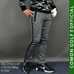 新品【COMONGOLF/コモンゴルフ】スライバーニットストレッチゴルフパンツ/ミックスチャコール(CG-23008ST)M L XL XXL XXXL ゴルフウェア 秋冬 ロングパンツ 裏起毛 防寒 パンツ ズボン ウエストゴム アンクル丈 テーパード