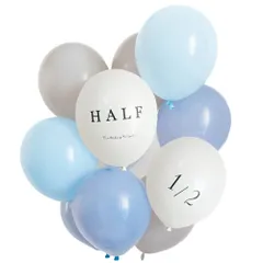 BIRTHDAY 風船 HAPPY 飾り レターバルーン カラー くすみ ニュアンス 男 HALF 女 ハーフ対応 装飾 ハーフ 1/2 フォトブース 飾り付け バルーン ハーフバースデー (ブルーグレー) ハナメイ
