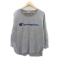 チャンピオン CHAMPION Tシャツ カットソー 長袖 Vネック ロゴ オーバーサイズ M グレー /YK22