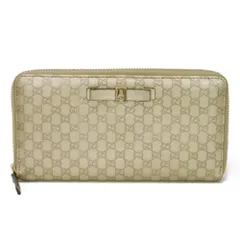 GUCCI グッチ グッチシマ リボン ジップアラウンドウォレット インターロッキングG ラウンドファスナー 札入れ カードケース コインケース ロングジップウォレット マイクロ GG シマ シャンパンゴールド 長財布 388680