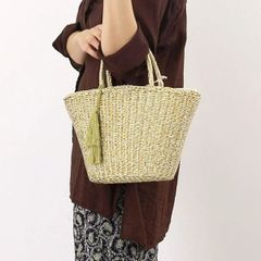 【クーコ COOCO】タッセル付 メタリック フィルム カゴバッグ かごバッグ ゴールド