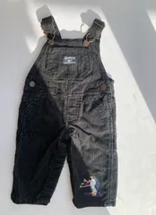 【Size 70】 オシュコシュ オーバーオール コーデュロイ ペンギン ブラック 黒