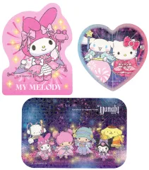 【中古】シール・ステッカー マイメロディ/シナモロール＆ハローキティ ダイカットステッカー(3枚セット) 「Happyくじ Sanrio characters HANABI 2024」 ダイカットステッカー賞