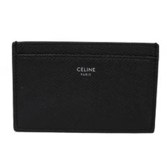 CELINE セリーヌ カードホルダー 現行 グレイン カーフ 箔押し シルバー パスケース 名刺入れ 新ロゴ ブラック カードケース 10B703BEL.38SI