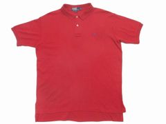 USA製 Ralph Lauren ワンポイントロゴ刺繍ポロシャツ XL 赤 アメリカ古着 ラルフローレン