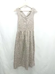 ◇ ⊂ ehka sopo エヘカ ソポ 総柄 ロング丈 ワンピース サイズF グレージュ グリーン レディース E  【1501160002778】