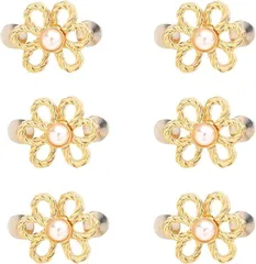 NASSIA 調整ボタン 花型 可愛い デザインボタン ウエストサイズ調整用 簡単取り付け おしゃれ 6個セット(ゴールド)