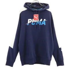 未使用 PUMA プーマ 長袖 スウェットパーカー L ネイビー メンズ 古着