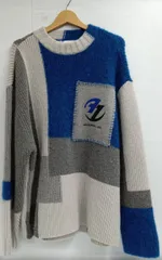 ZARA×ADERERROR／パッチワークオーバーサイズニット／9598/009/330／XLサイズ／グレー×ブルー／ザラ／アーダーエラー
