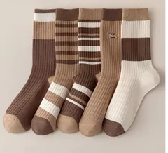 かわいい レディース 靴下 おしゃれ カラフル リブソックス 5足セット デイリー 通学 通勤に