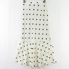 ロペピクニック ROPE Picnic マーメイドスカート ロング丈 レーヨン 麻 36 ホワイト ブラック ドット kz8278