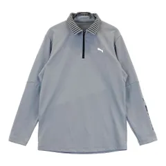 サイズ：M PUMA GOLF プーマゴルフ  ハーフジップ 長袖ポロシャツ ボーダー柄 グレー系 [240101480456] ゴルフウェア メンズ ストスト