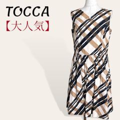 ❤️人気 トッカ バイカラー 手書き風チェック柄 ローウェスト 切替ギャザー 大きめサイズ ロングワンピース 4 LL レディース 3367