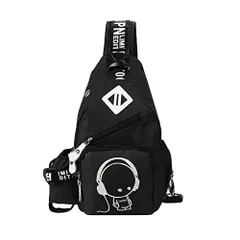onecolor leaf ボディバッグ メンズ ワンショルダー レディース キッズ シンプル おしゃれ 斜め掛け 防水 多機能 リュック ランニング 旅行 登山 (ブラック) [ブラック]