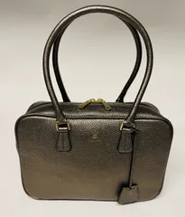 極美品 A.D.M.J. ボストンバッグ レザー シボ革 ゴルード金具　ピンク 極美品 A.D.M.J. ボストンバッグ レザー シボ革 ゴルード金具