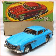 野村トーイ【Sports Car Benz メルセデス ベンツ 300SL スポーツカー 水色】ブリキ ミニチュア tin toy car 自動車 T.N ノムラ【箱付】0174