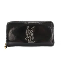 イヴサンローラン YVES SAINT LAURENT 長財布 ラウンドファスナー エナメル 黒 /YM