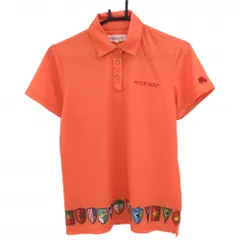【超美品】フィッチェゴルフ 半袖ポロシャツ オレンジ 裾国旗柄 レディース L ゴルフウェア FICCE GOLFのサムネイル