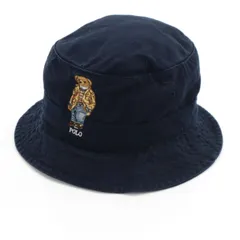 POLO RALPH LAUREN ポロラルフローレン ポロベア バケット ハット 58 ネイビー 帽子 レディース 古着