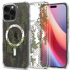 Spigen iPhone 16 Pro Max ケース MagSafe対応 クリア ストラップホール 米軍MIL規格 ウルトラ・ハイブリッド・マグフィット ACS08007 (デジタル・カモ)