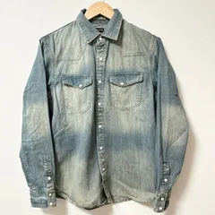 (^w^)b nano・universe ナノユニバース デニムシャツ シャツ ヴィンテージ風 ビンテージ加工 胸ポケット付き 綿100% カジュアル アメカジ お兄系 シンプル インディゴ ブルー系 メンズ サイズM