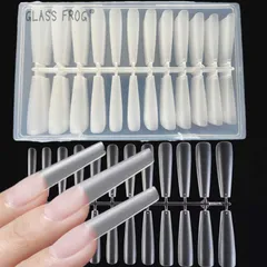 【超ロング】　ネイルチップ　サンディング不要 超薄型 半透明 マット 付け爪 長さ出し　『バレリーナ』　『アーモンド』