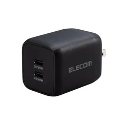 USB Power Delivery 65W キューブAC充電器(C×2) ELECOM エレコム ACDC-PD4365BK 【５営業日以内発送】 【佐川急便にて発送】